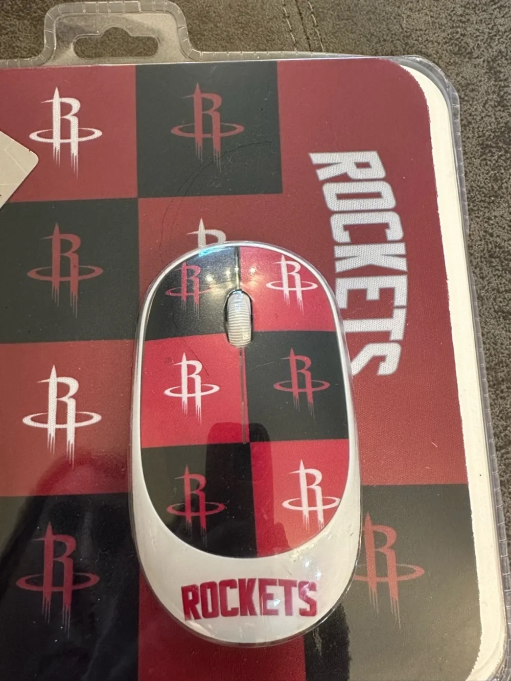 Houston Rockets NBA Wireless Mouse and Mouse Pad- Checkered